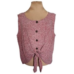 W5 Red Marled Tie Knot Sleeveless Crop Knit Tank Top Women's‎ XL